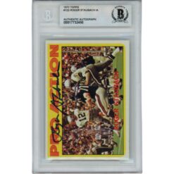 Roger Staubach Signed Dallas Cowboys 1972 Topps #200 HOF Card Beckett 47377