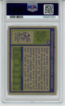 Roger Staubach Autographed Dallas Cowboys 1972 Topps Card HOF Slab PSA 4.5 52801