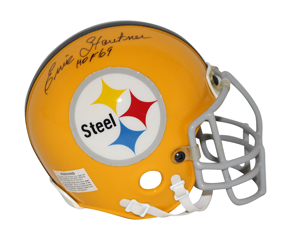 Ernie Stautner Signed Pittsburgh Steelers Yellow Mini Helmet AS IS BAS