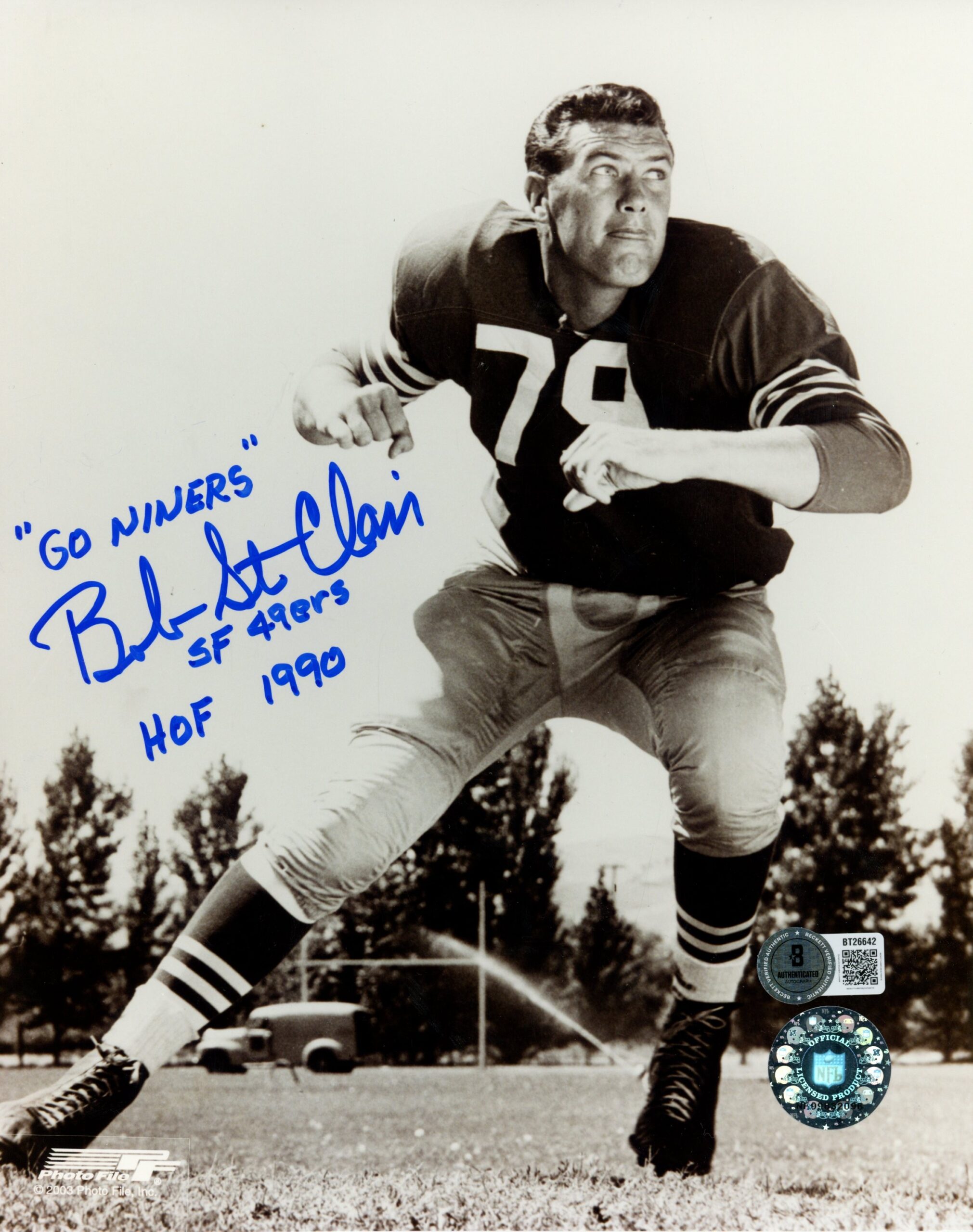 Bob St.Clair Autographed San Francisco 49ers 8x10 Photo 3 Insc Beckett 56641