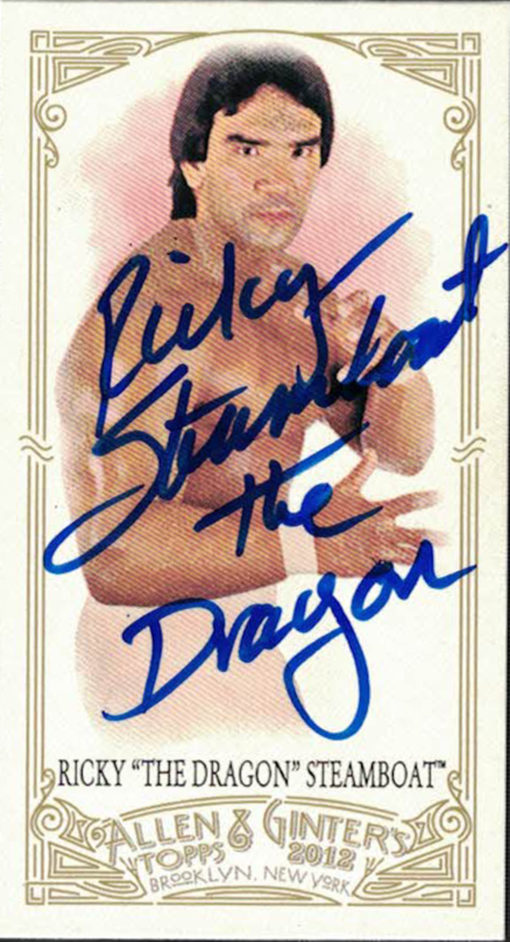 Ricky The Dragon Steamboat Autographed Topps Allen & Ginters Mini Card 24716