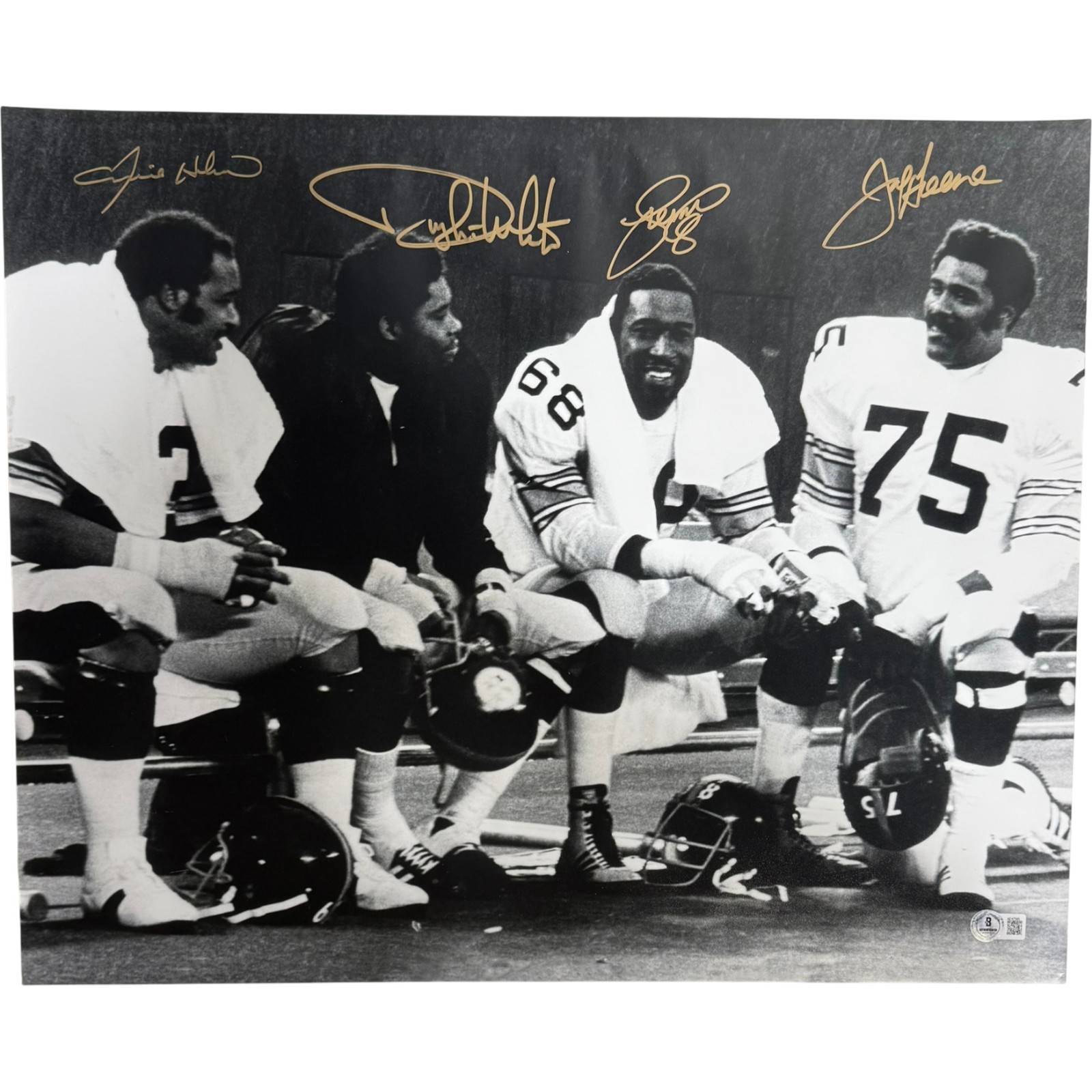 Greene Holmes Greenwood White Signed Pittsburgh Steelers 16x20 Photo BAS 55407
