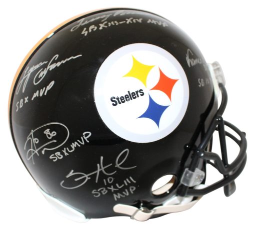 Pittsburgh Steelers Super Bowl MVP Signed Authentic Helmet 5 Sigs BAS 25910