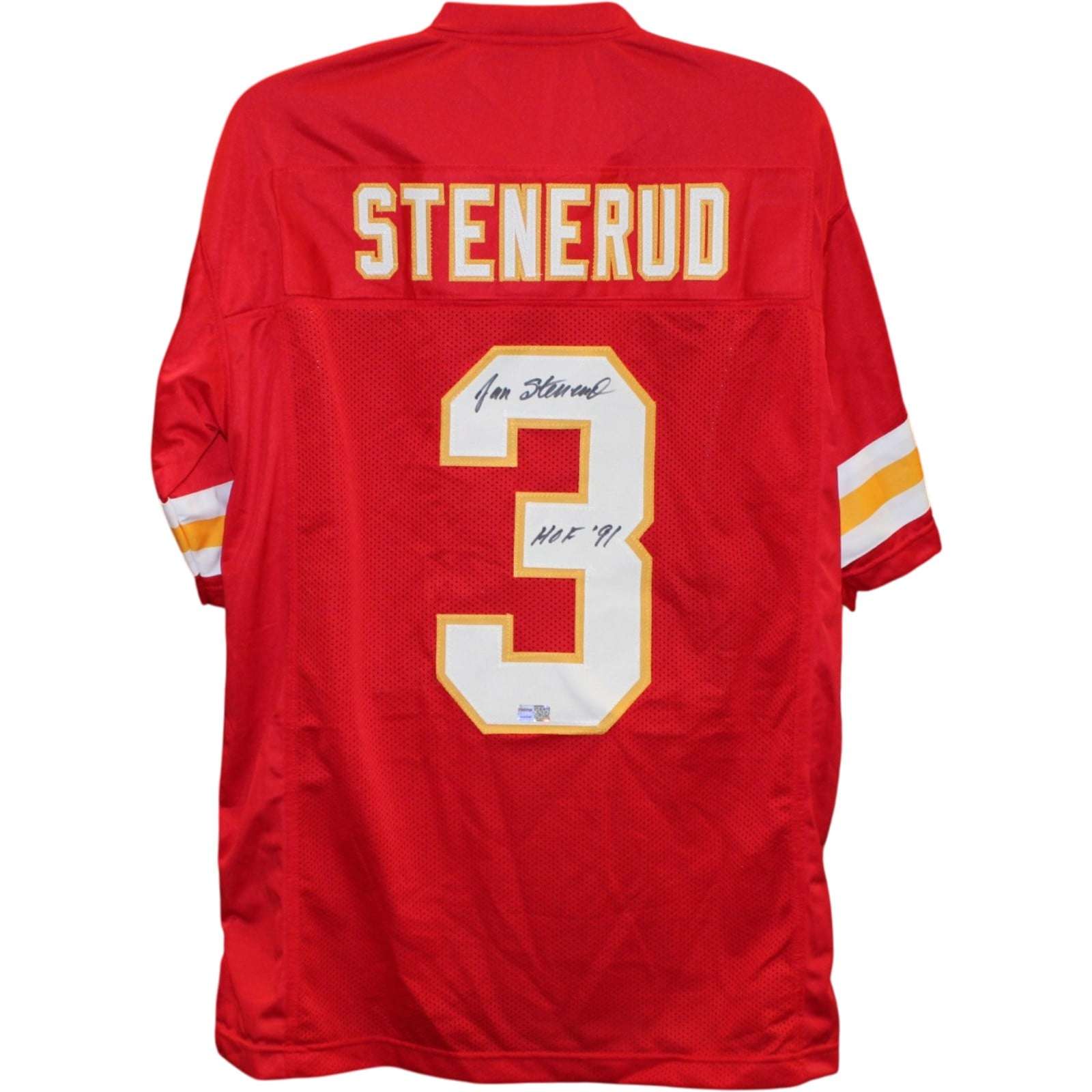 Jan Stenerud Autographed/Signed Pro Style Jersey Red Size XL HOF 91 TRI 58762