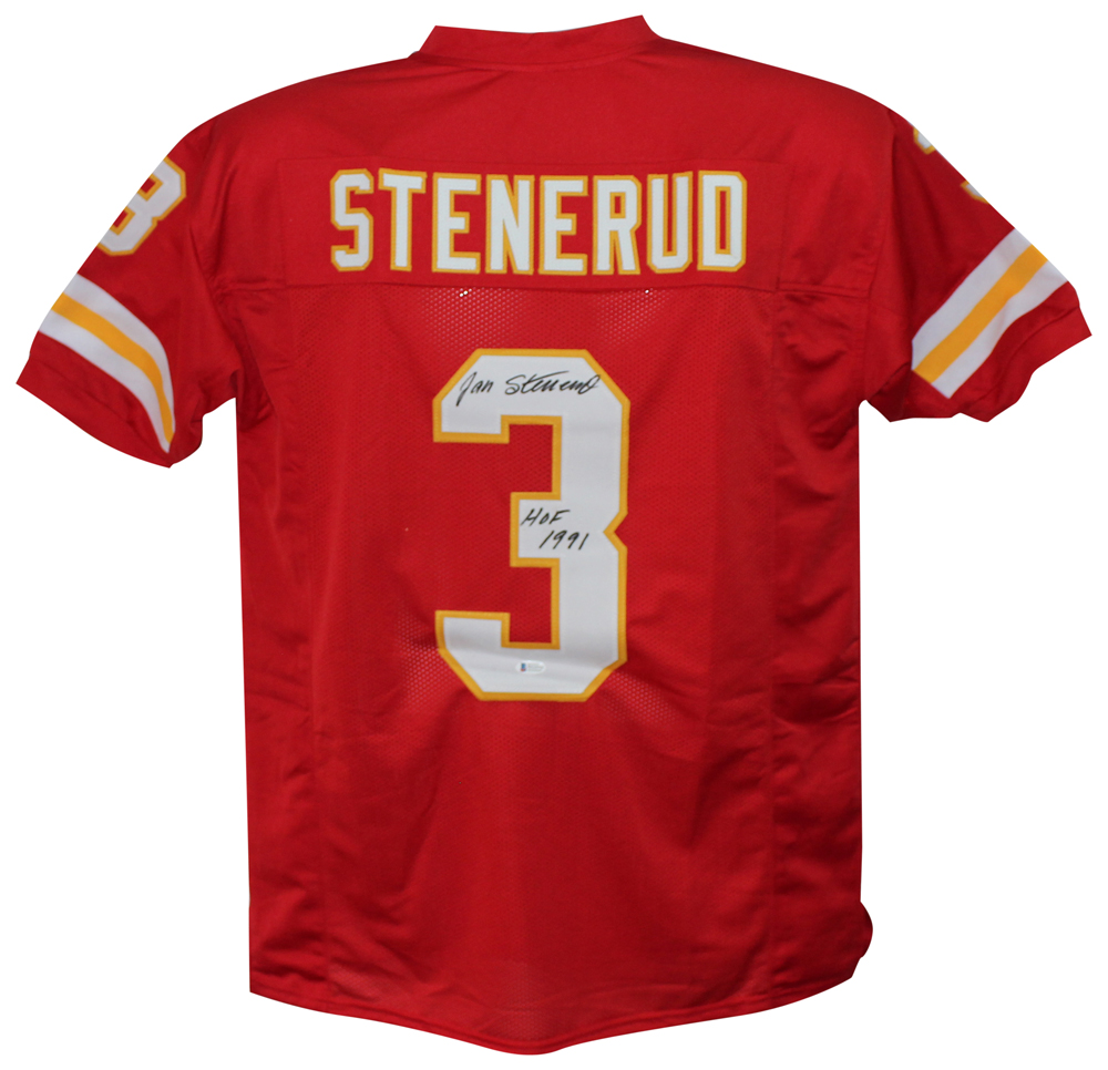 Jan Stenerud Autographed/Signed Pro Style Red XL Jersey HOF BAS