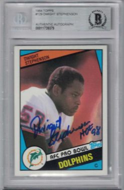 Dwight Stepehnson Signed Miami Dolphins 1984 Topps #129 Card BAS Slab 26034