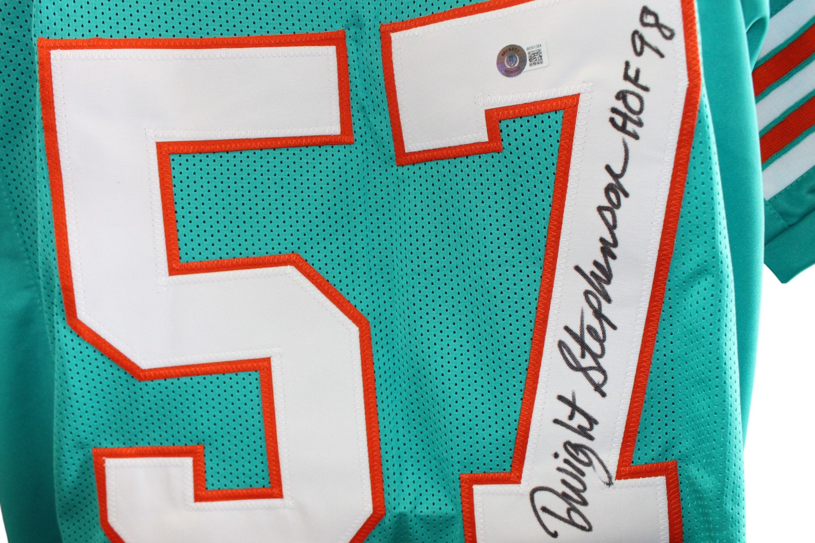 Dwight Stephenson Autographed Pro Style Size XL Teal Jersey HOF Beckett 59445