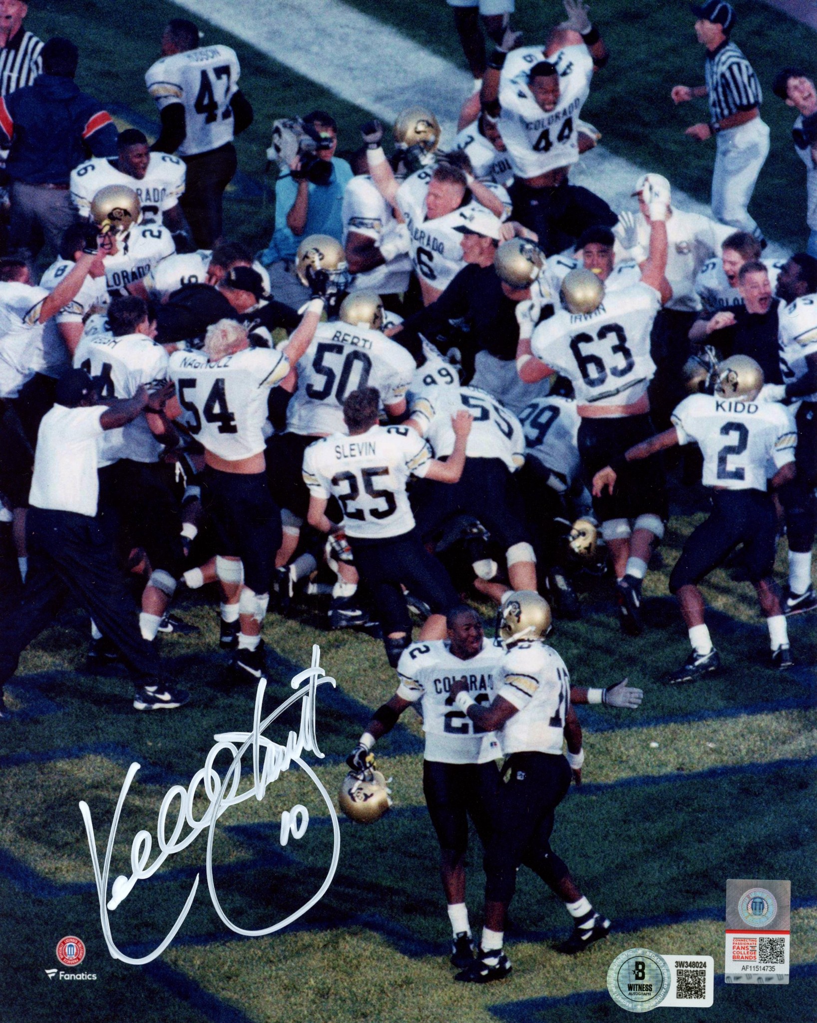 Kordell Stewart Autographed Colorado Buffaloes 8x10 Photo Beckett Witness 52767
