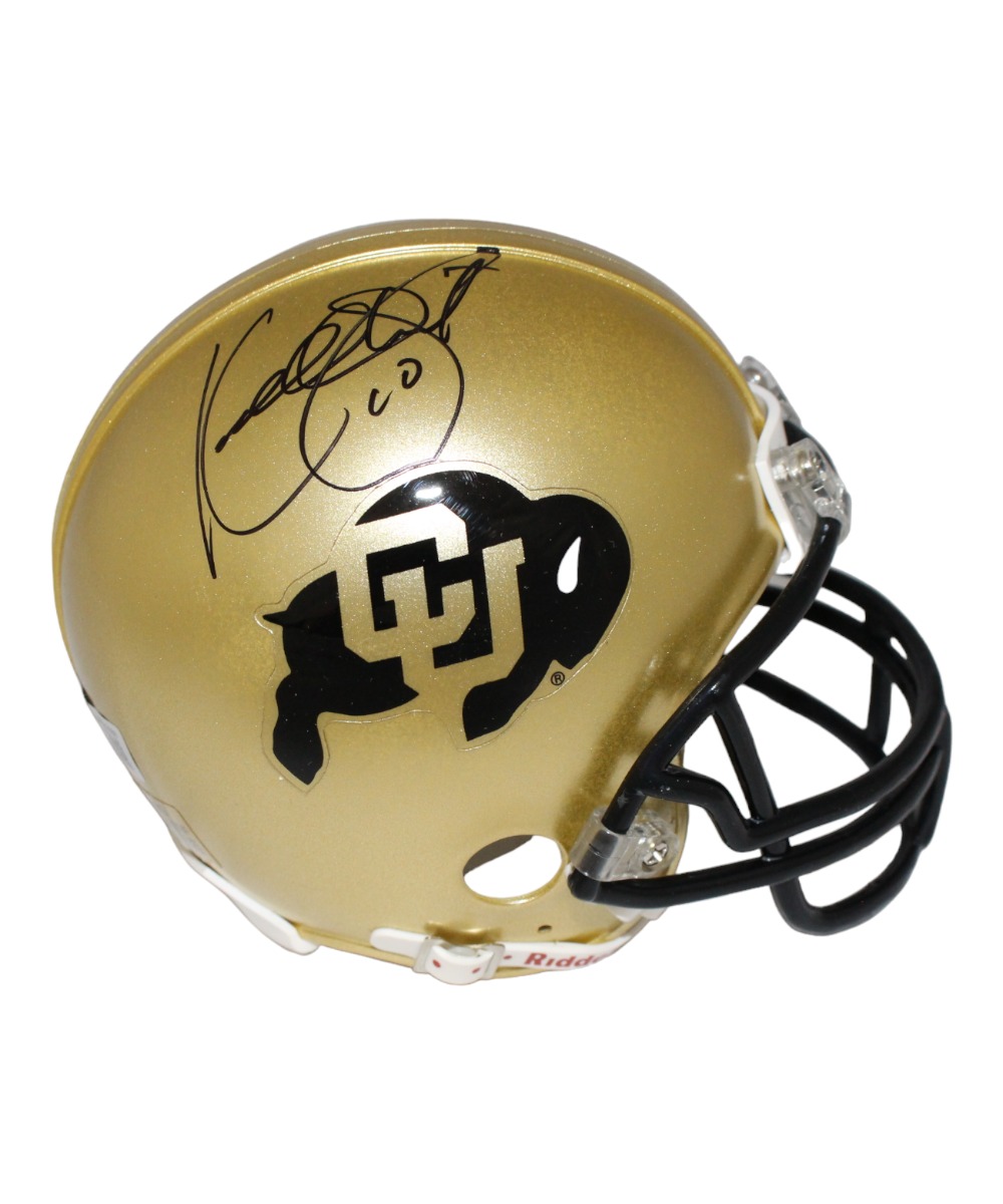 Kordell Stewart Signed Colorado Buffaloes Gold Mini Helmet Beckett