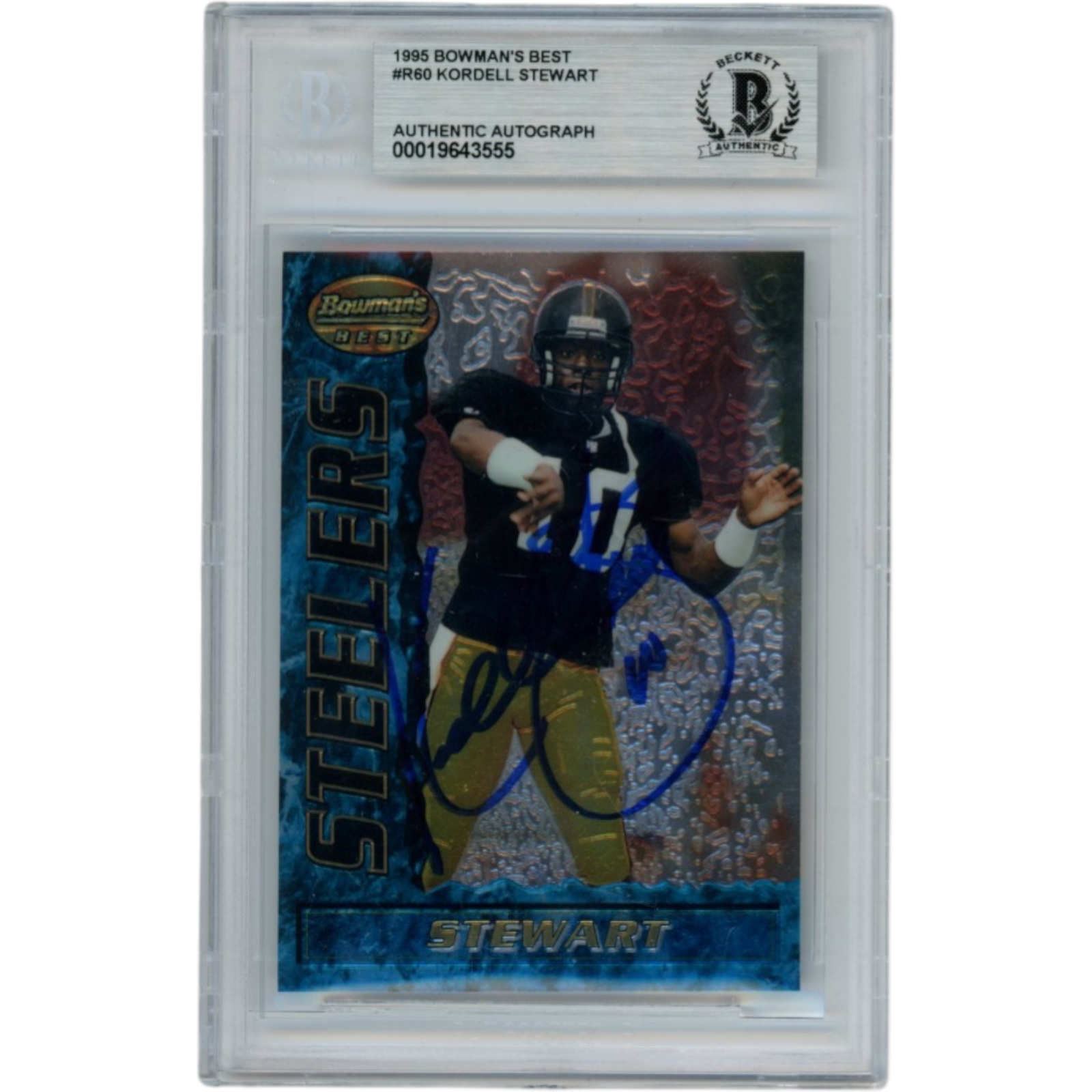 Kordell Stewart Autographed 95 Bowmans Best #60 Slab Trading Card Beckett 52800