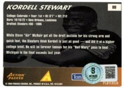 Kordell Stewart Signed 95 Action Packed Rookies Stars #88 Card Beckett 52815