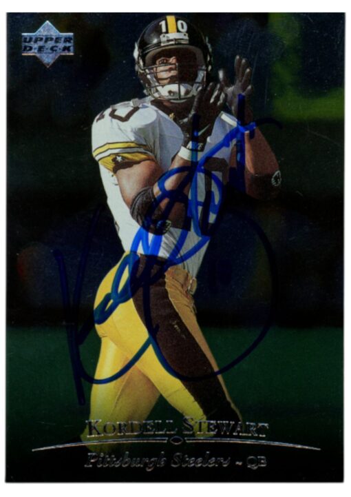 Kordell Stewart Autographed 96 UD Silver #174 Trading Card Beckett Witness 52813