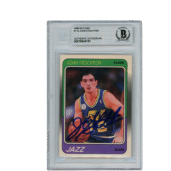 John Stockton Autographed 1988 Fleer #115 Slabbed Trading Card Beckett 53114