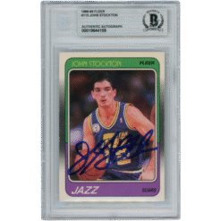 John Stockton Autographed 1988 Fleer #115 Slabbed Trading Card Beckett 53123