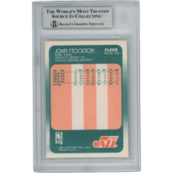 John Stockton Autographed 1988 Fleer #115 Slabbed Trading Card Beckett 53123