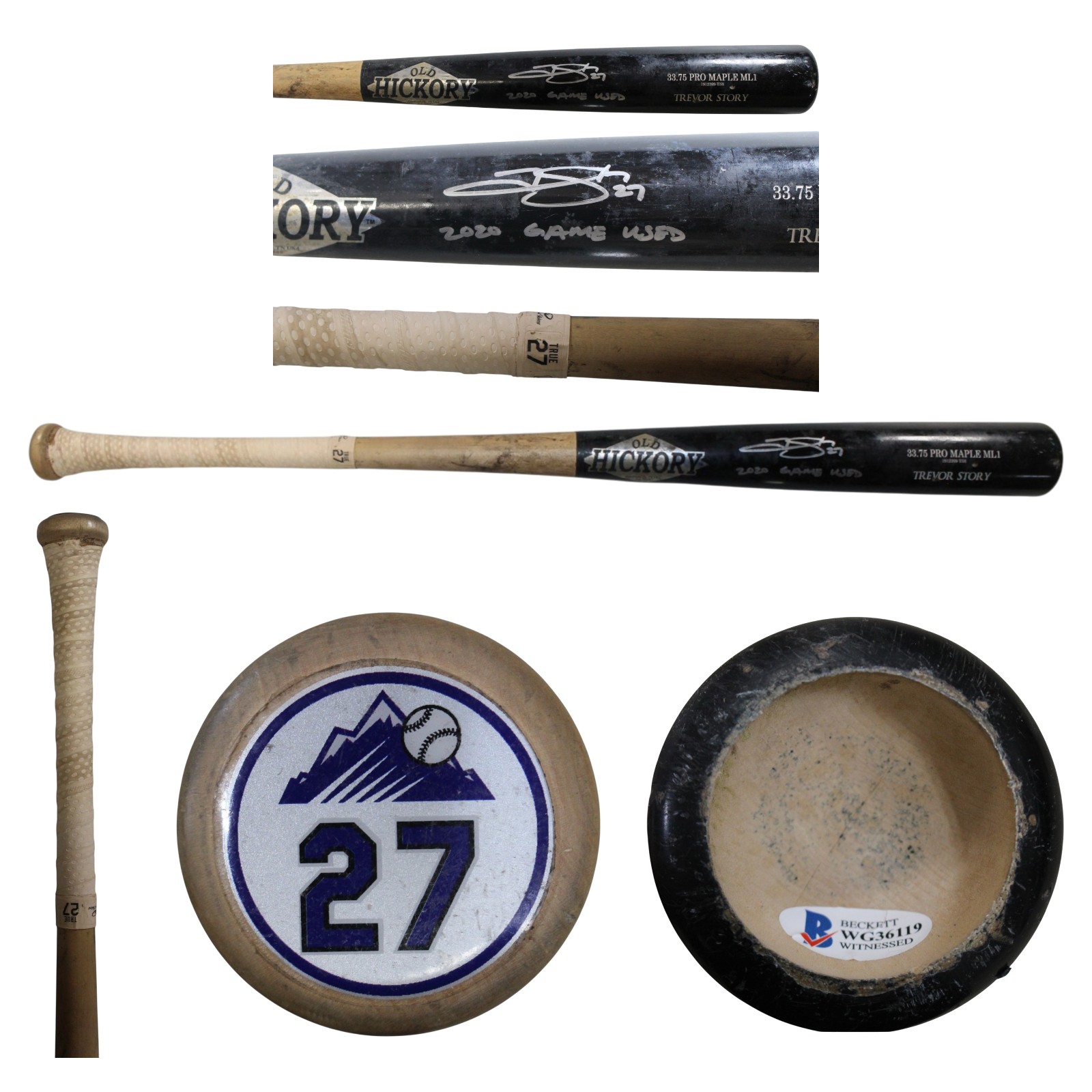 Trevor Story Signed Colorado Rockies Game Used '20 Old Hickory Bat Beckett 57825