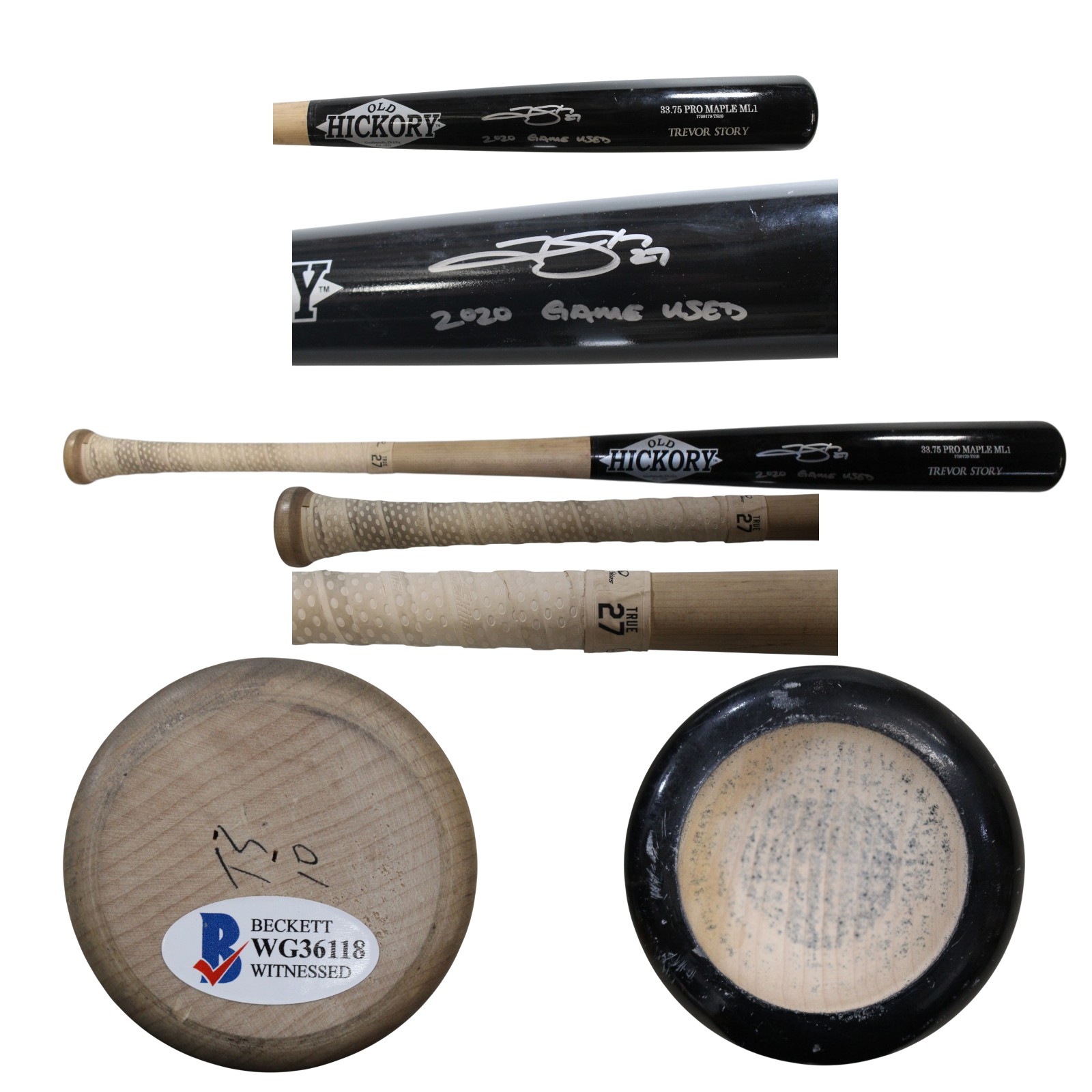 Trevor Story Signed Colorado Rockies Game Used '20 Old Hickory Bat Beckett 57826