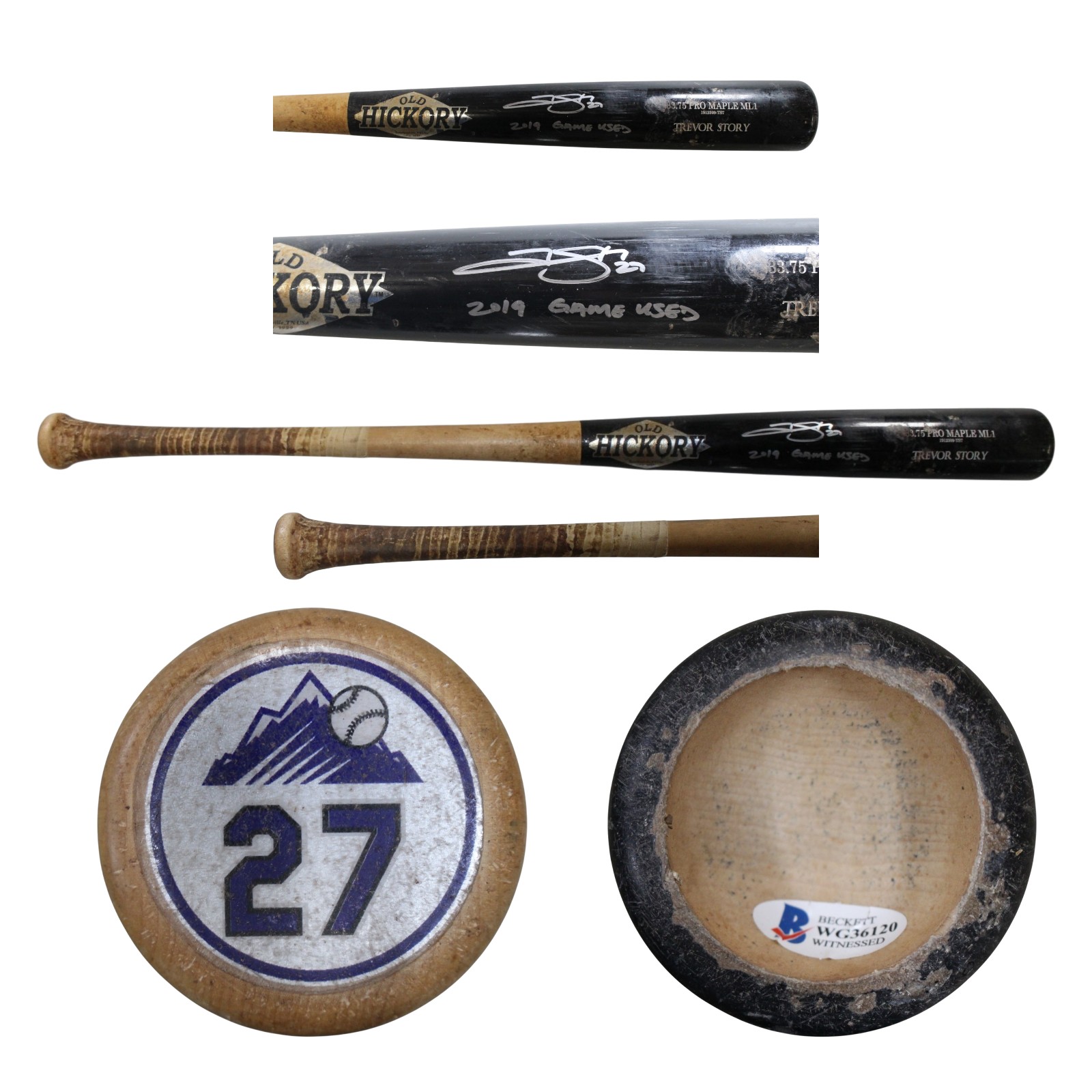 Trevor Story Signed Colorado Rockies Game Used '19 Old Hickory Bat Beckett 57823 1 Trevor Story Signed Colorado Rockies Game Used '19 Old Hickory Bat Beckett 57823