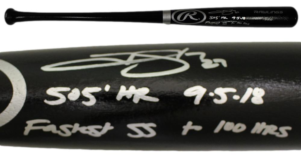 Trevor Story Autographed Colorado Rockies Black Bat 2 Insc Beckett