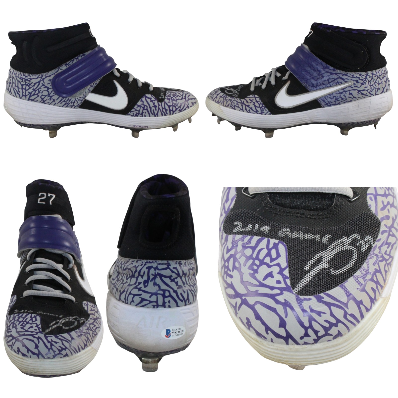 Trevor Story Signed Colorado Rockies Game Used Left Cleat Nike Beckett 57820