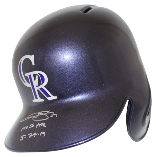 Trevor Story Autographed Colorado Rockies Batting Helmet 100th HR JSA 25469