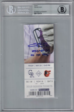 Trevor Story Autographed Colorado Rockies Ticket Fastest SS to 100 HRs BAS 26022