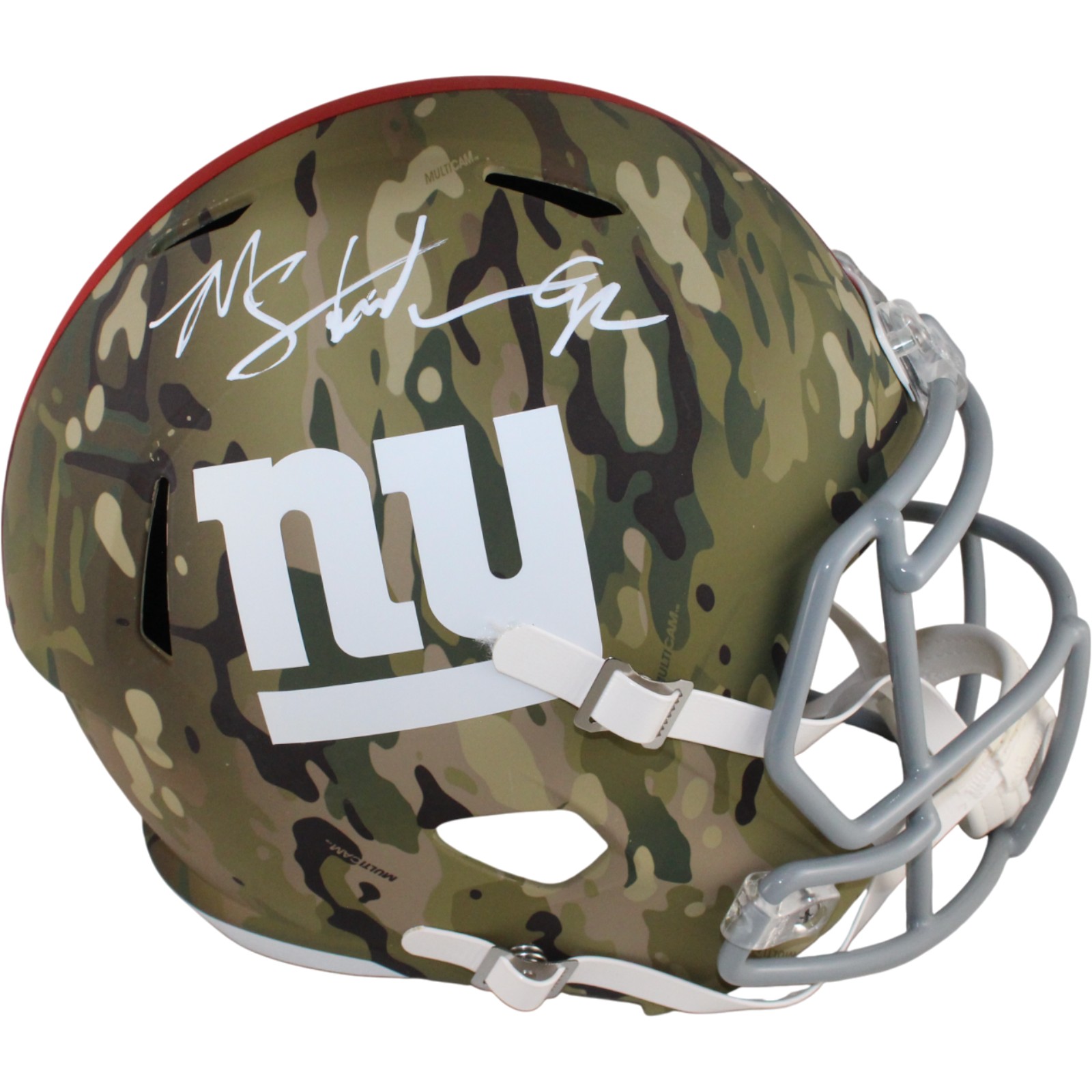 Michael Strahan Autographed/Signed New York Giants F/S Camo Helmet Beckett 53902