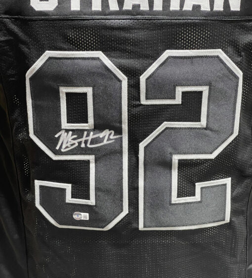 Michael Strahan Autographed/Signed Pro Style Jersey Black Beckett