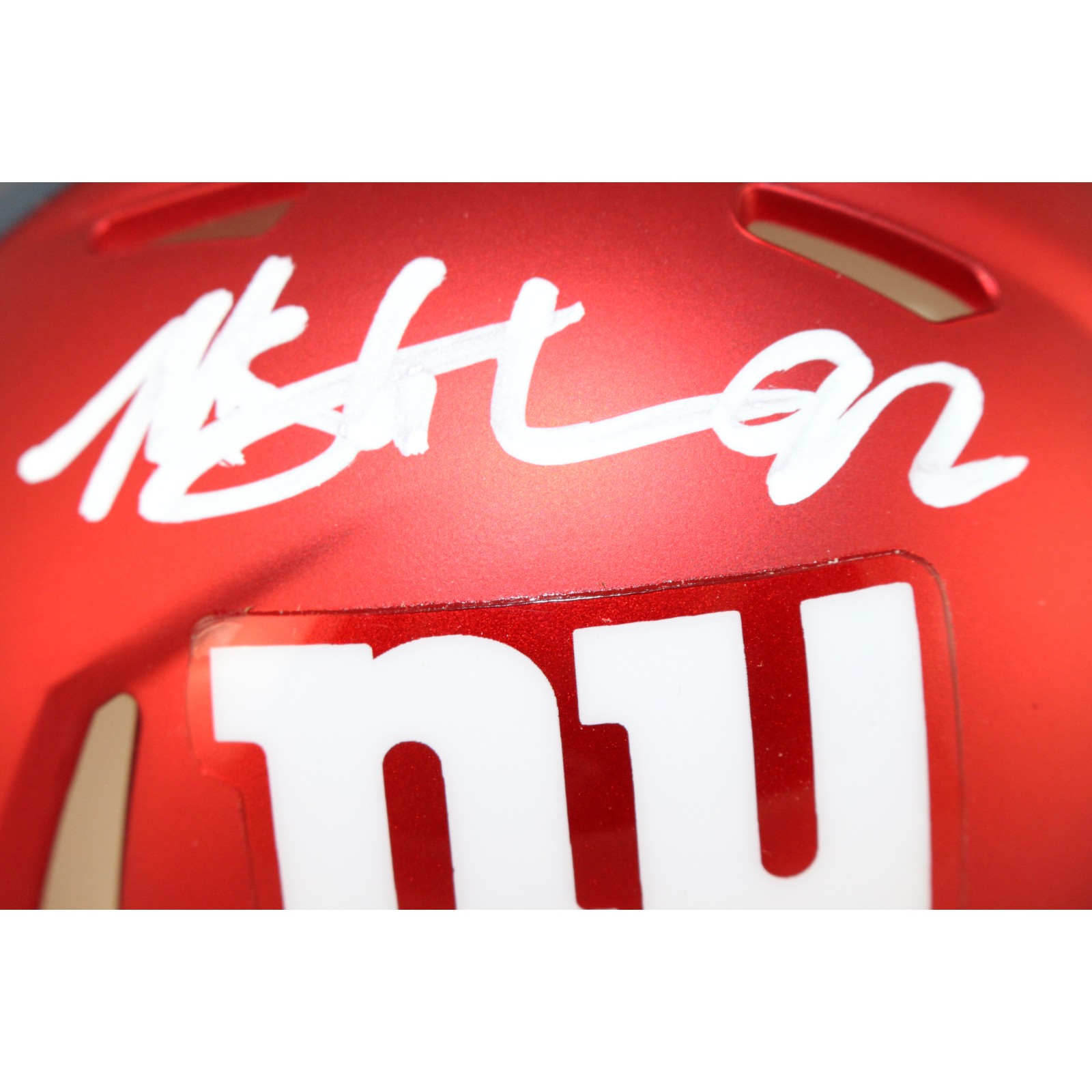 Michael Strahan Autographed New York Giants Blaze Mini Helmet Beckett 53892 2 Michael Strahan Autographed New York Giants Blaze Mini Helmet Beckett 53892