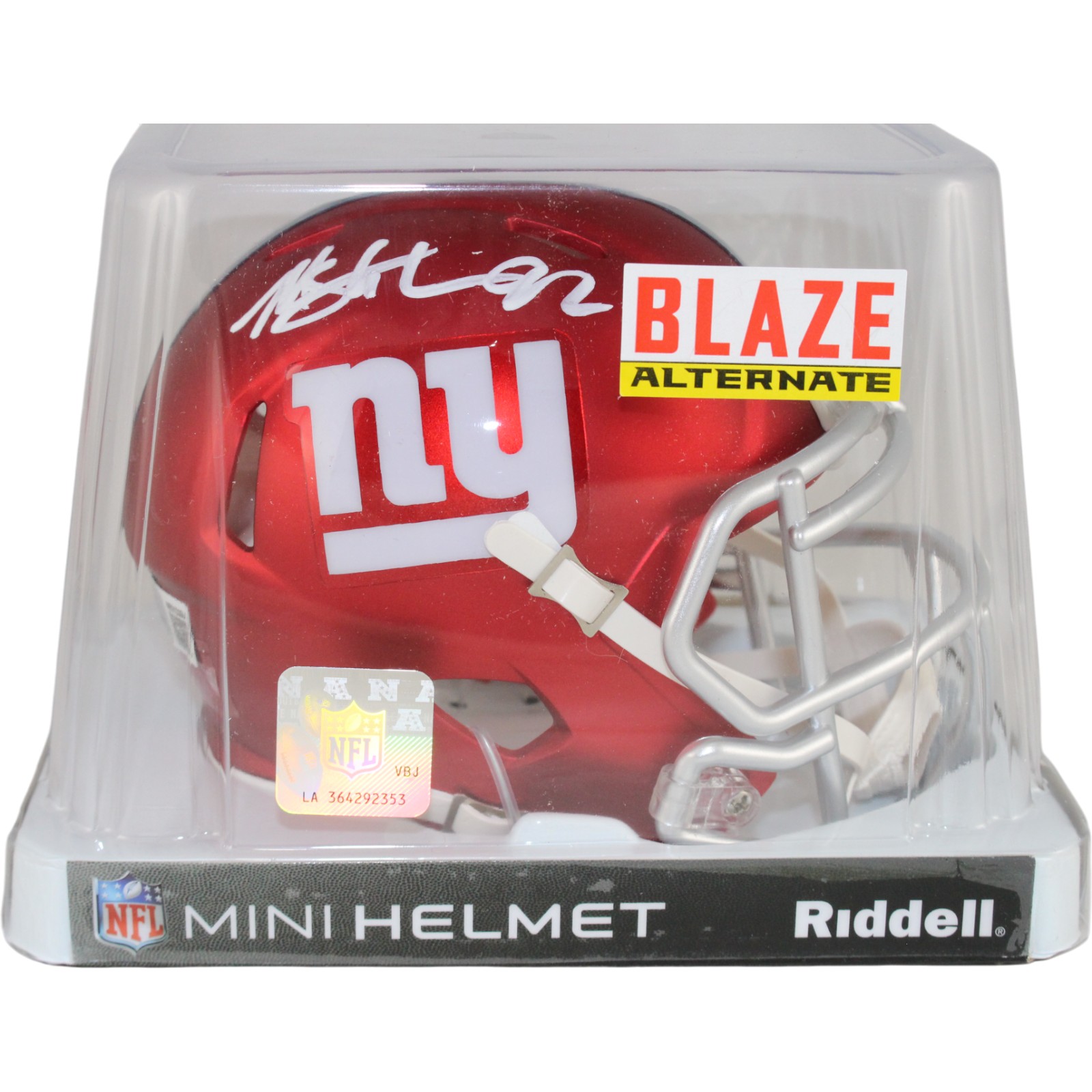 Michael Strahan Autographed New York Giants Blaze Mini Helmet Beckett 53892 5 Michael Strahan Autographed New York Giants Blaze Mini Helmet Beckett 53892
