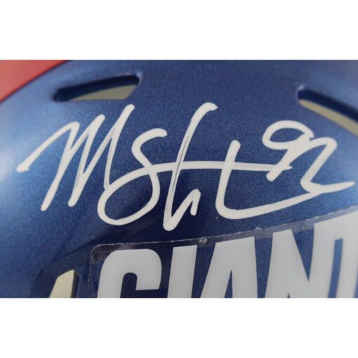 Michael Strahan Autographed New York Giants Color Rush Mini Helmet Beckett 49857