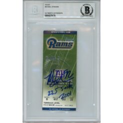 Michael Strahan Autographed New York Giants 2001 Ticket 22.5 Sacks Beckett 49825