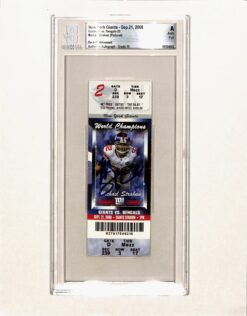 Michael Strahan Signed New York Giants Ticket Stub 09/21/08 Beckett Slab