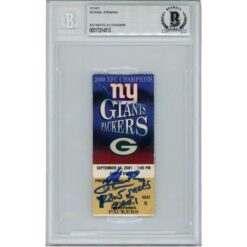 Michael Strahan Autographed New York Giants Ticket Stub 22.5 Sacks Beckett 46067