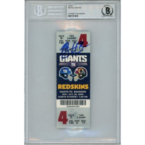 Michael Strahan Autographed New York Giants 10/30/05 Ticket Stub Beckett 46073