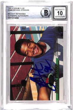 Michael Strahan Signed 1993 Stadium Club #384b 10 Auto Beckett 