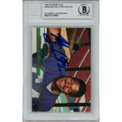 Michael Strahan Autographed 93 Stadium Club Slabbed Trading Card Beckett 46079