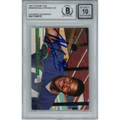 Michael Strahan Autographed 93 Stadium Club Grade 10 Trading Card Beckett 46076