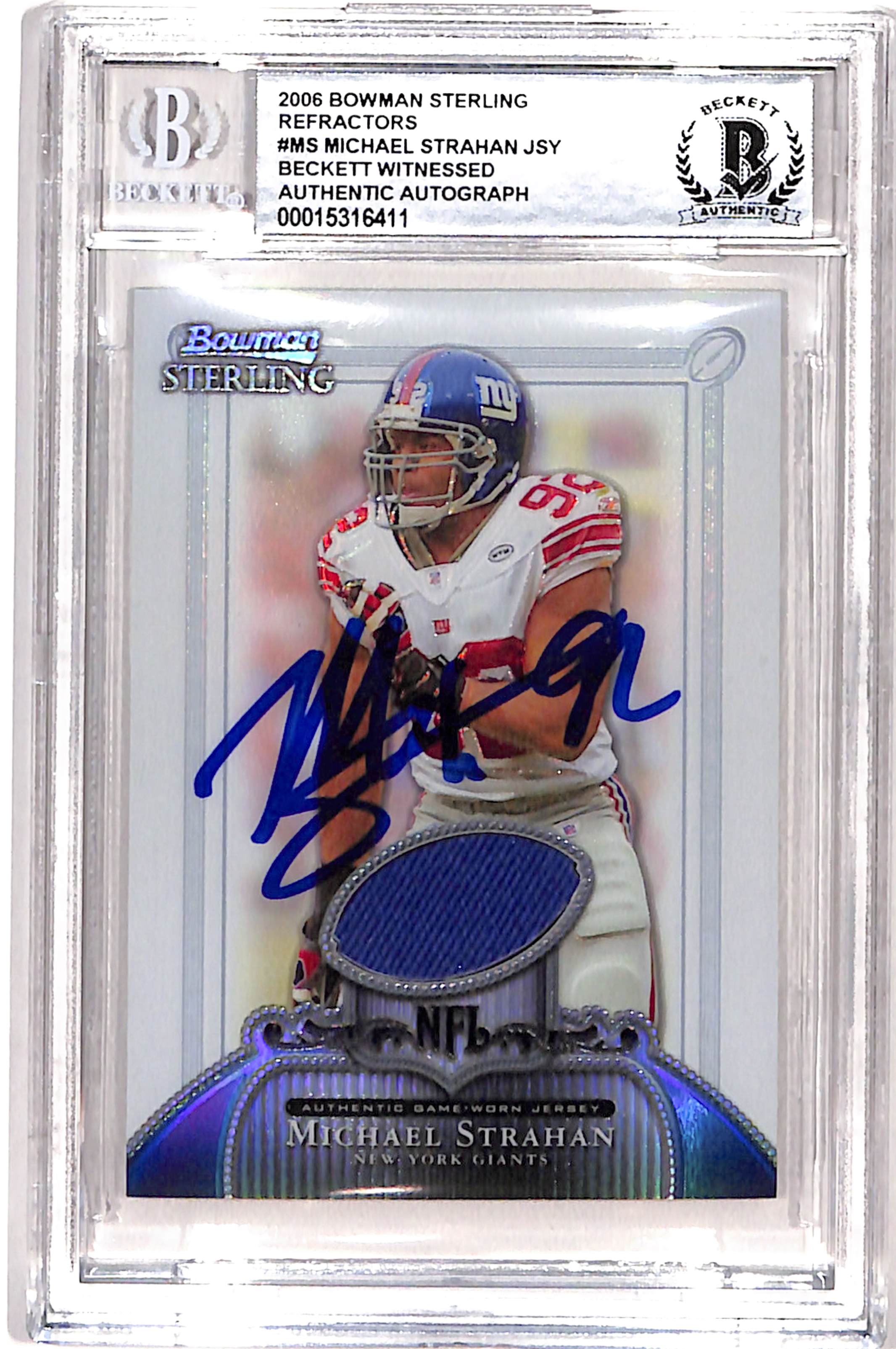 Michael Strahan Signed 2006 Bowman Sterling #BS-MIS Card BAS 