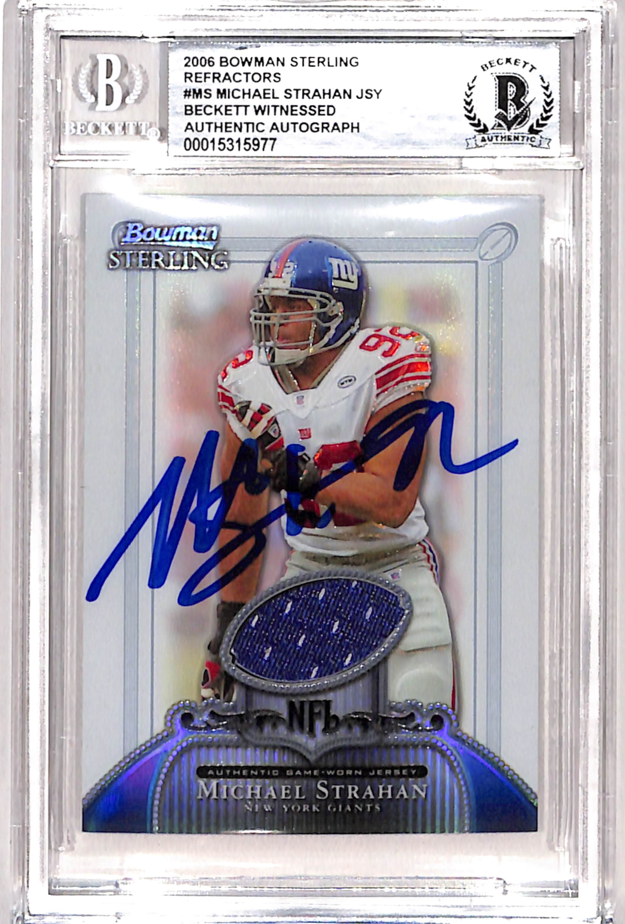 Michael Strahan Signed 2006 Bowman Sterling #BS-MIS Card BAS 
