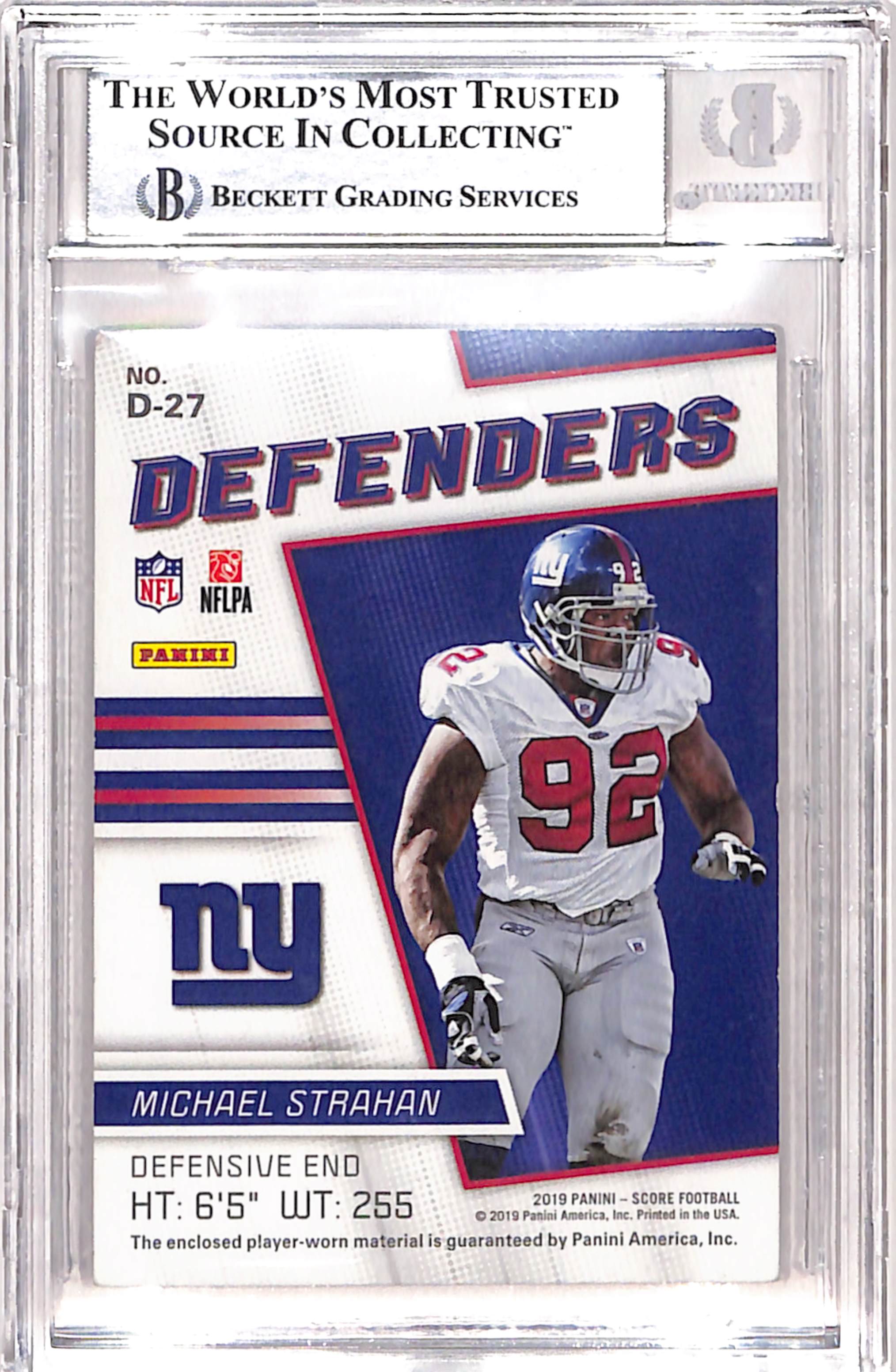 Michael Strahan Autographed 2019 Score #D-27 Card Beckett