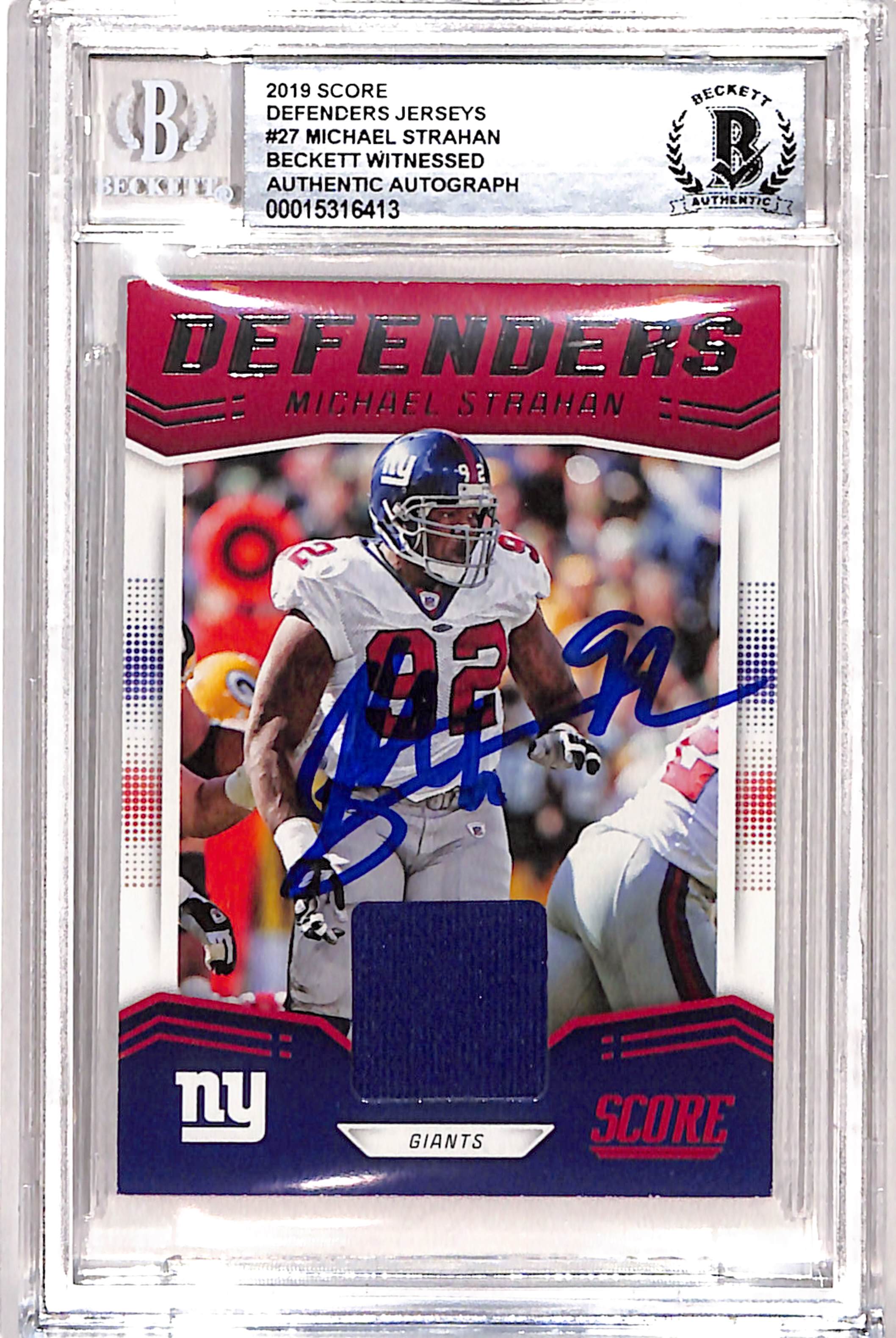 Michael Strahan Autographed 2019 Score #D-27 Card Beckett 