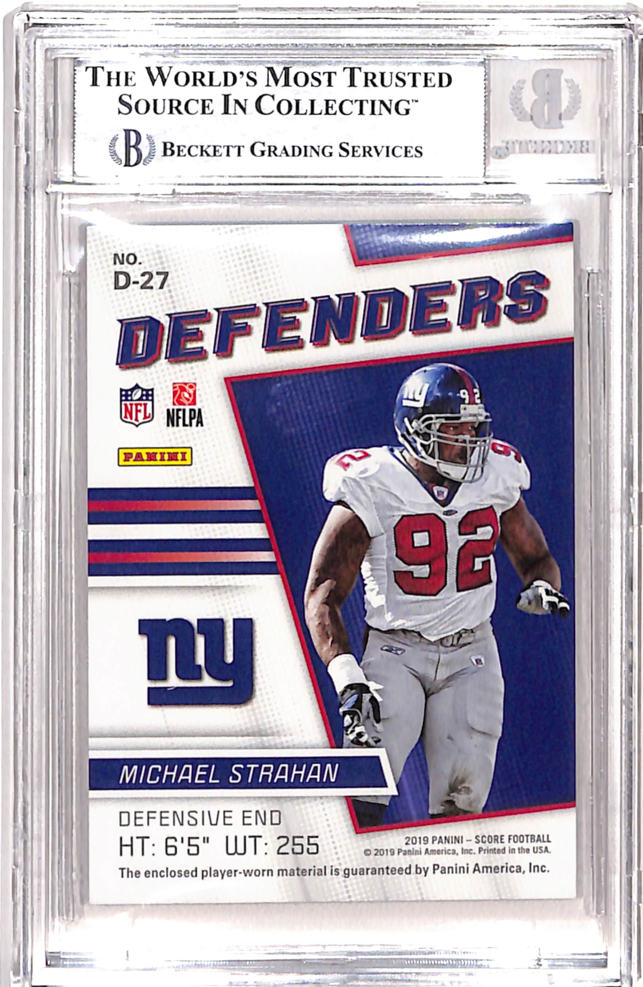 Michael Strahan Autographed 2019 Score #D-27 Card Beckett