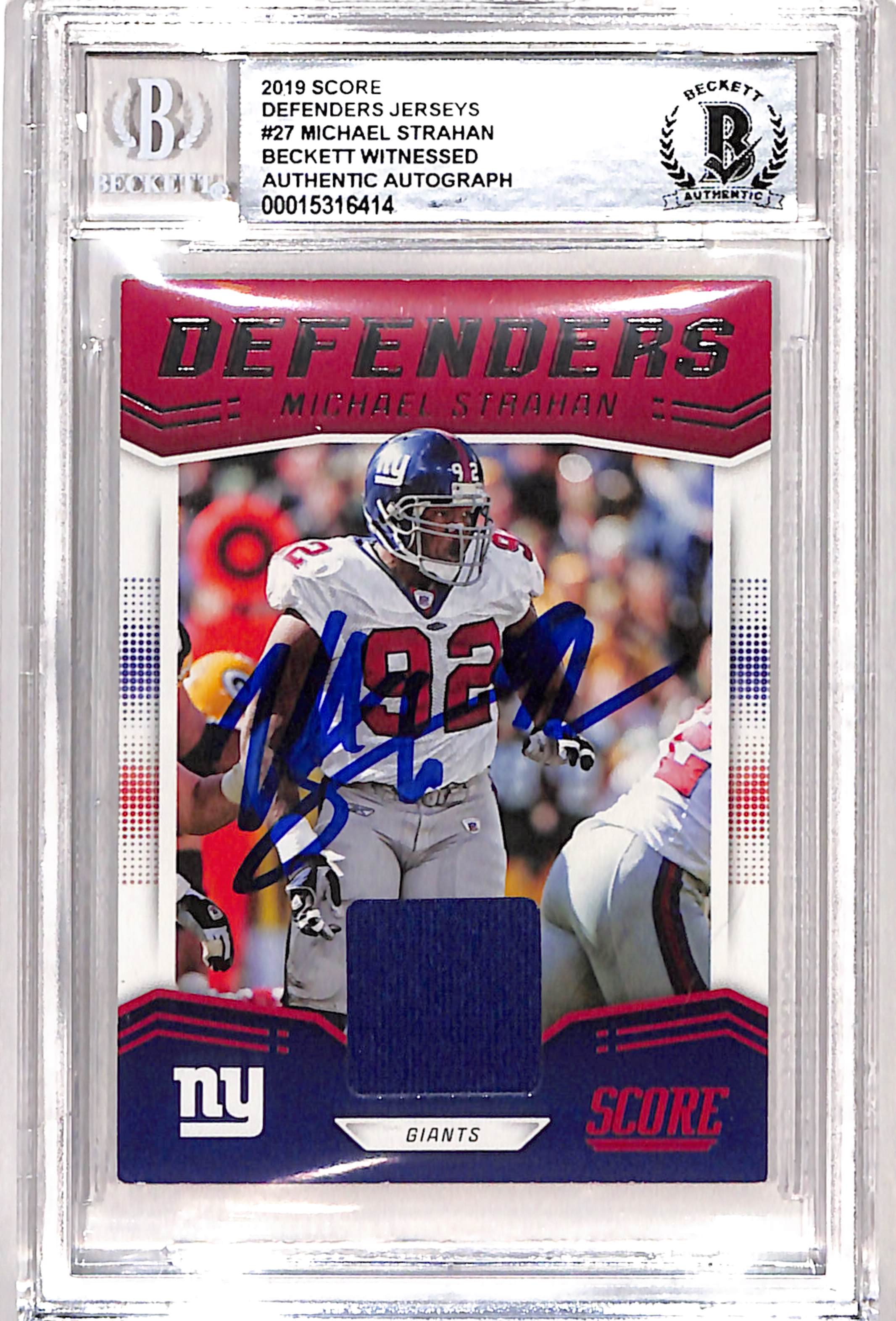 Michael Strahan Autographed 2019 Score #D-27 Card Beckett 