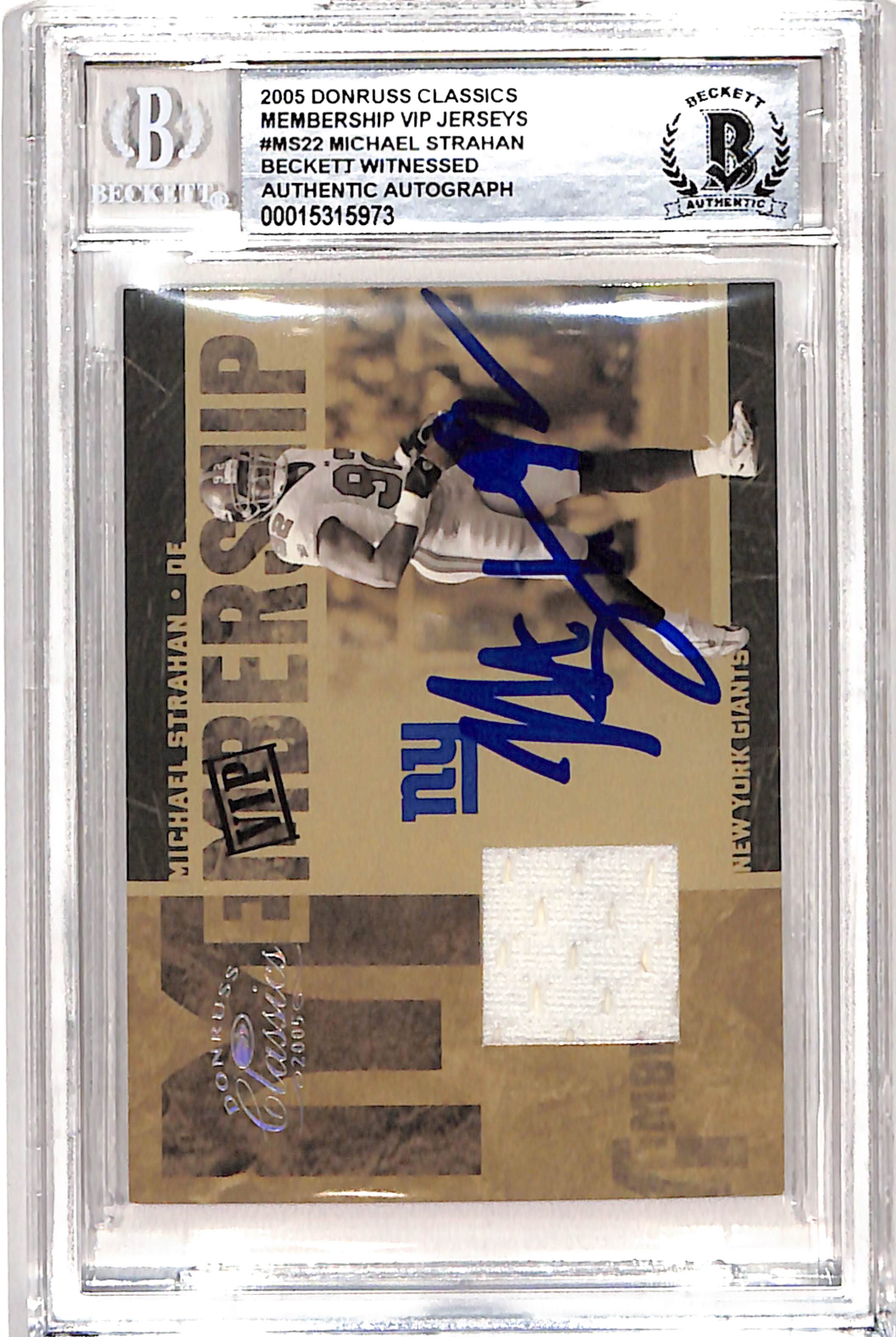 Michael Strahan Signed 2005 Donruss #MS-22 Trading Card Beckett 