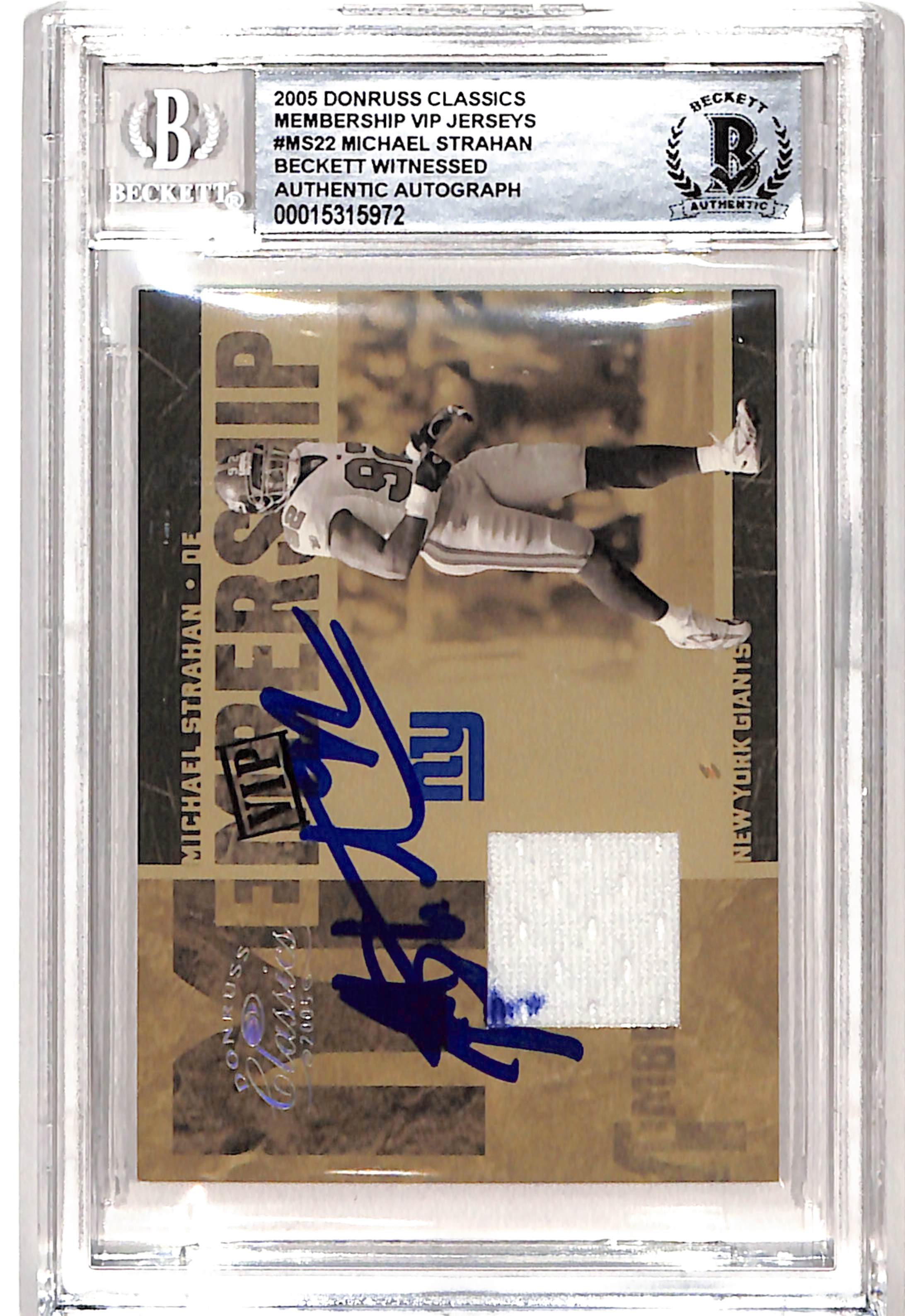 Michael Strahan Signed 2005 Donruss #MS-22 Trading Card Beckett 