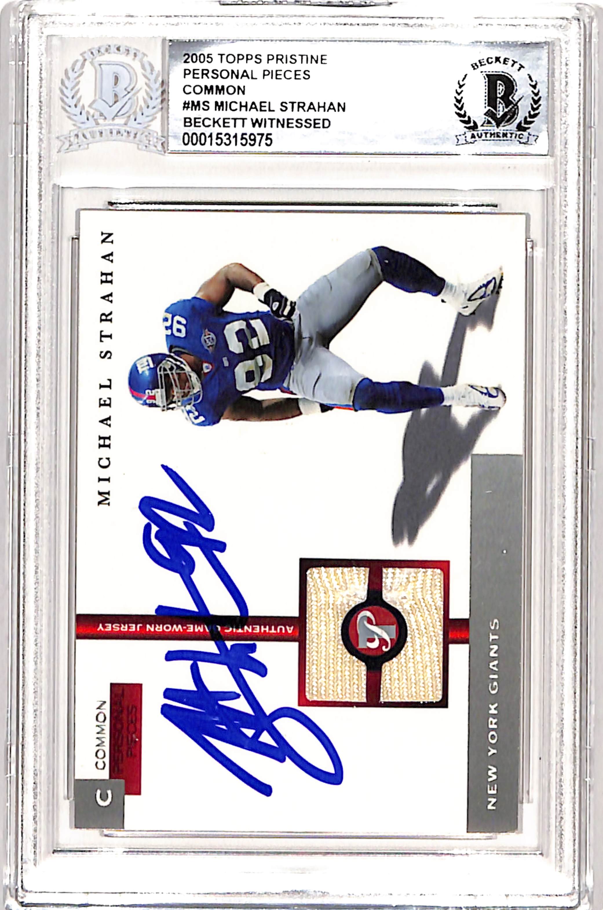 Michael Strahan Signed 2005 Topps #PPC-MS Trading Card Beckett 