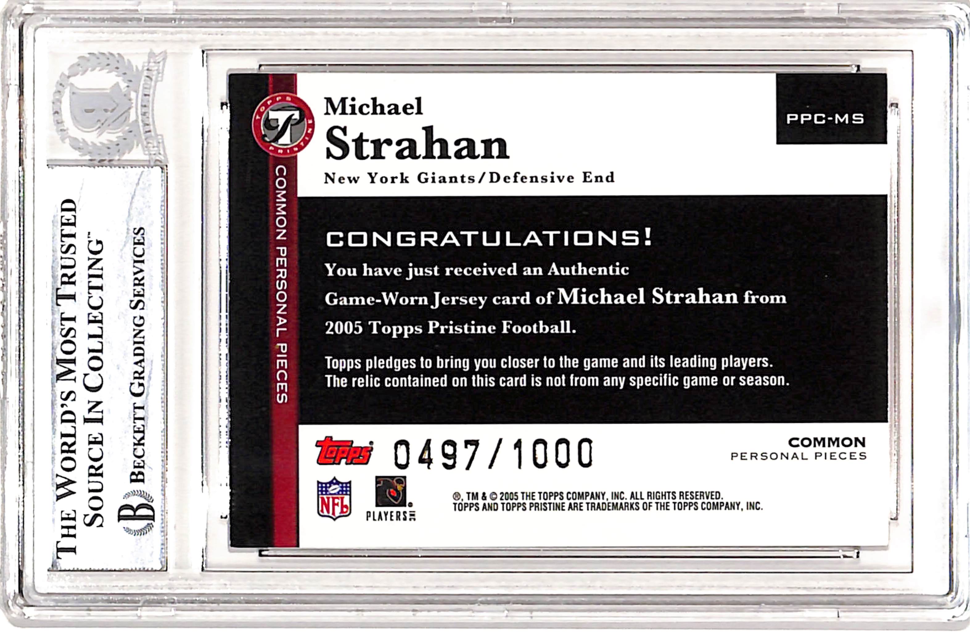 Michael Strahan Signed 2005 Topps #PPC-MS Trading Card Beckett