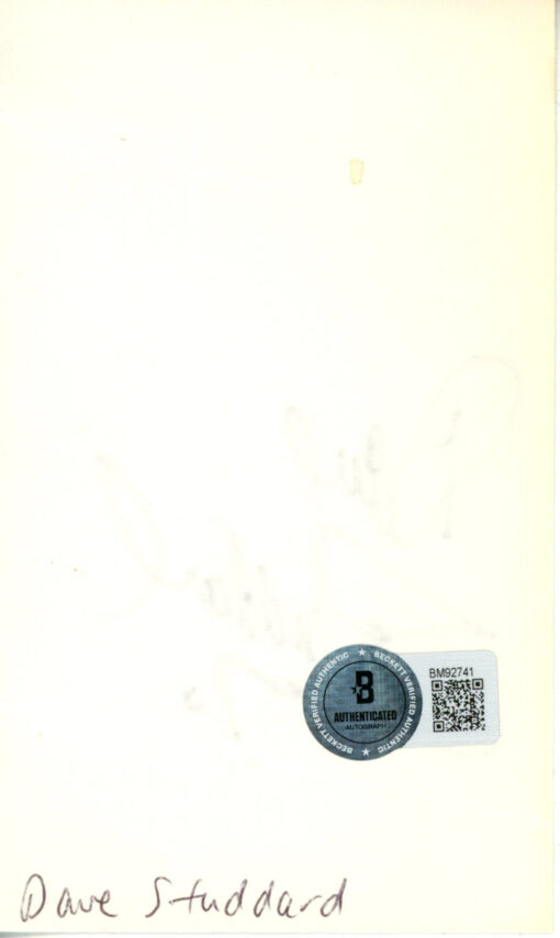 Dave Studdard Autographed Denver Broncos Index Card AS IS Beckett 45365
