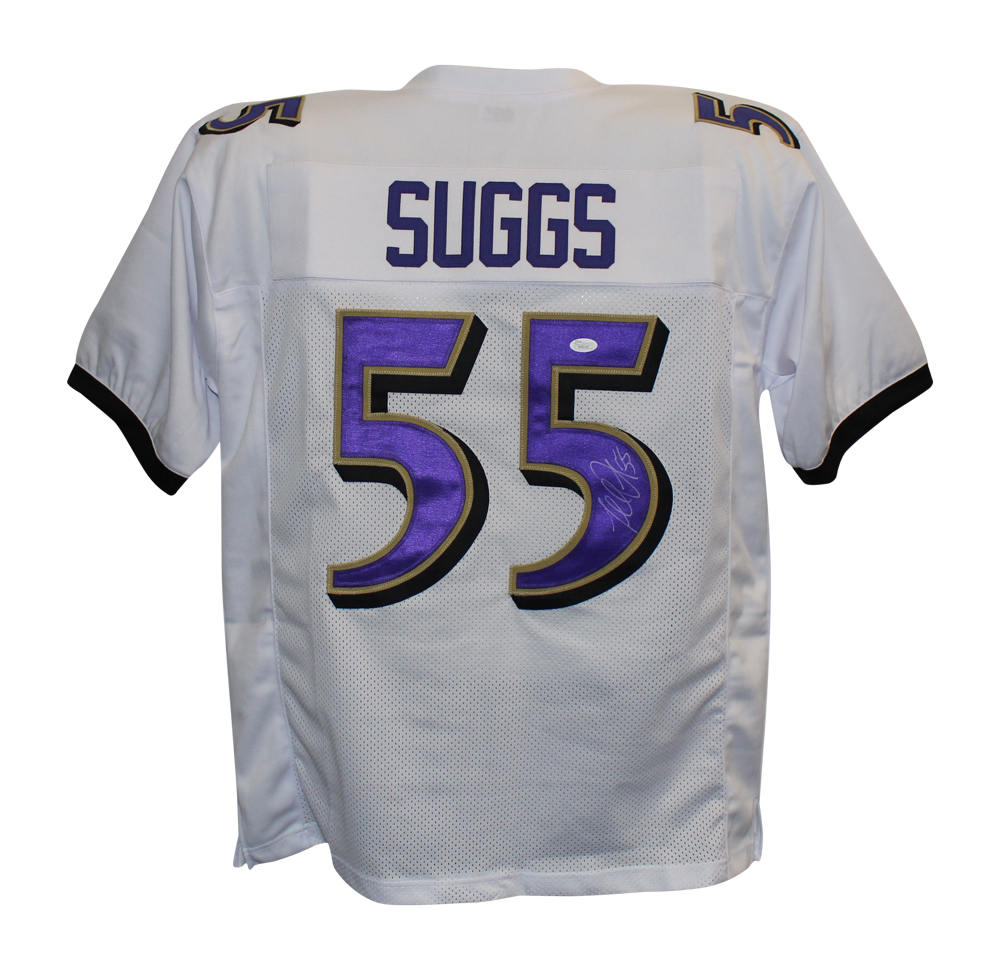 Terrell Suggs Autographed/Signed Pro Style White XL Jersey JSA 26749